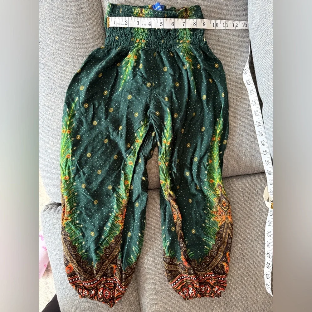 Girls Size 5 Boho Printed Harem Pants Smocked Paisley Peacock Mexicali Blues - Picture 10 of 12